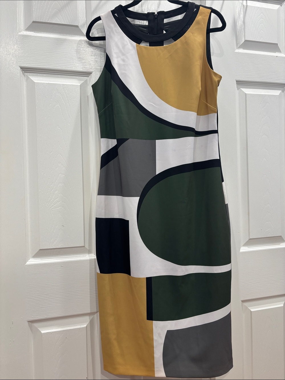 Laundry By Shelli Segal Geo-Block Sheath Dress in Green, Gold & Black